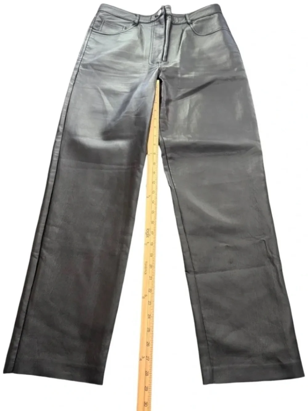 Aritzia Wilfred Melina High Rise Faux Leather Straight Pants Black 10